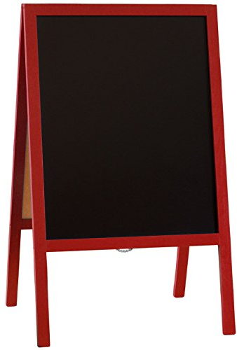 Roter Straßenaufsteller 100 x 60 cm Kreidetafel Kundenstopper beidseitig Holz