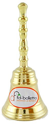 fd-bolletta arredamento e illuminazione Campanello Ottone Lucido,campanella da Tavolo e scrivania in Ottone Lucido,Campanellino da Hotel per mobili og3 Misure:H 12,5cm,Ø 5,5cm