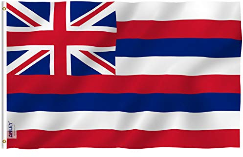 Anley Fly Breeze 3x5 Fuß Hawaii State Flagge - Lebendige Farbe und UV-beständig - Canvas Header und doppelt genäht - Hawaiianische HI Flaggen Polyester mit Messingösen 3 X 5 Ft