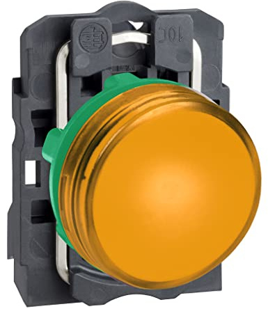 Schneider Electric Harmony XB5 - Pilot Indicator Light, Plastic, Plain Lens, Integral LED, Industrial Control, 22 mm Mount, 24 V AC/DC, XB5AVB5, Orange