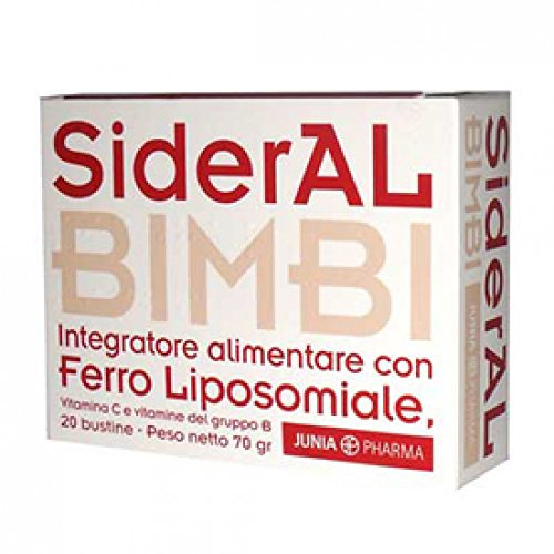 Pharmanutra SiderAL Bimbi integratore alimentare a base di ferro Sucrosomiale® (9 mg), Vitamina C, B, B12 e Acido Folico, No gusto metallico, No Glutine, Alta tollerabilità, 20 bustine