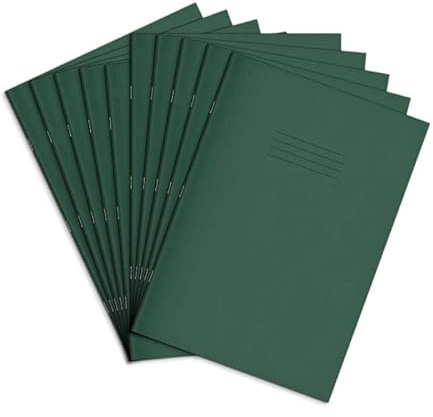 Rhino A4 Exercise Books, 48-Page / 7mm Squared Paper Notebook, 100-Pack, Office & School Stationery Supplies, Dark Green