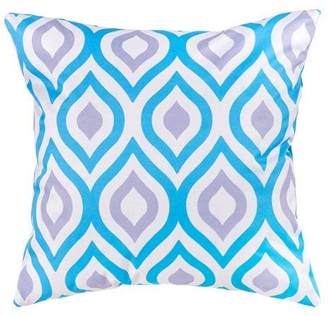 Gardenista Wasserfestes Gefülltes Deko Kissen für Draußen | 45 cm x 45 cm Outdoor Kisse | Gemustertes & Farbenfrohes Design | Gartenmöbel Zubehör (Blau & Grau)