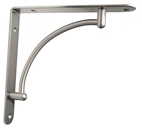Pair Brushed Chrome Fixed Shelf Brackets Supports with Fixings 220mm