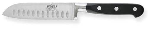 RICHARDSON SHEFFIELD R07000P443161 V Sabatier Finest Grade Stainless Steel Santoku Knife, Black, 17.5 cm