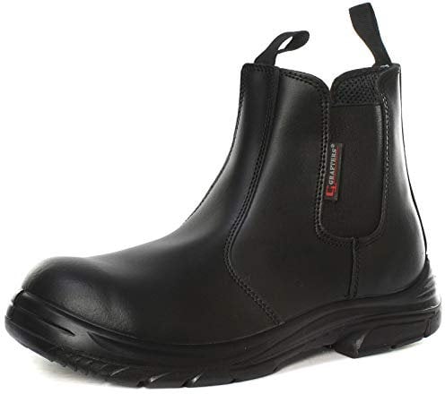 MENS GRAFTERS BLACK LEATHER WIDE FITTING SAFETY WORK BOOTS SIZE 6–13 M9503A KD (UK10.5/EU45)