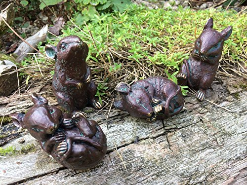 London Ornaments Set Of 4 Bronze Effect Cute Mice (B)