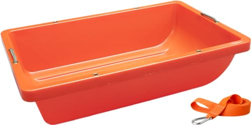 EUROHUNT Forstwanne Universalwanne aus Schlag-und bruchfestem Kunststoff, mit Schlittenfunktion & Ziehgurt, Orange, 90,5 x 59 x 21cm