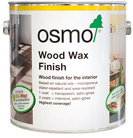 Osmo Wood Wax Finish 1101, Tester Size - Extra Thin Clear Satin, 125ml - Durable Furniture Wax for Ingredient-Rich Hardwoods, Water-Resistant, Wood Treatments - Ideal for Teak, Walnut & More