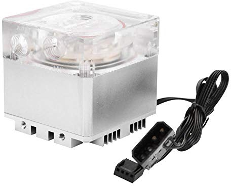 Richer-R Pompe Watercooling, CPU Pompe de Refroidissement à Eau 3000RPM 800L / H Ultra silencieuse 13.5 V Filetage de vis G1 / 4 système de Refroidissement PC(Argent)
