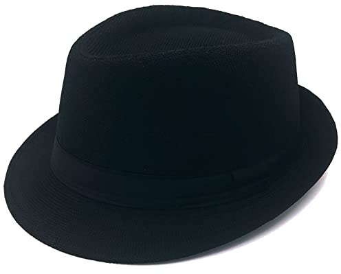 GCFIYPP 1920s Men Fedora Hat Cap for Men,Manhattan Hat for 1920s Mens Gatsby Costume Accessories (Black)