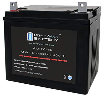 Mighty Max Battery 3878105 ML-U1-CCAHR Batterie de démarrage SLA 12 V 320 CCA U1 pour tracteurs et tondeuses