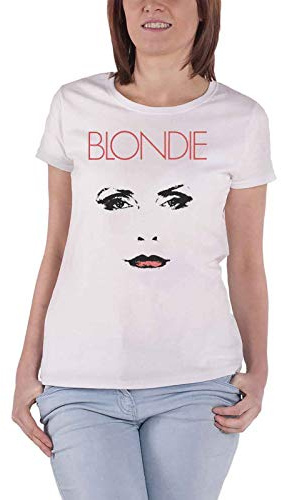 Blondie T Shirt Staredown Debbie Harry Logo New Official Womens Skinny Fit White