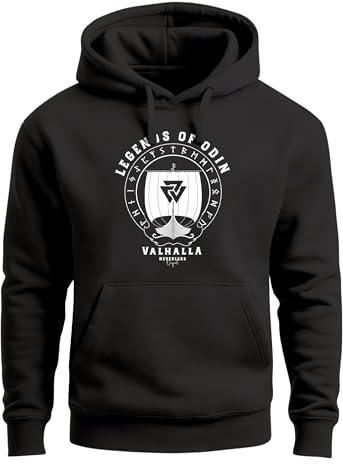 Neverless® Hoodie Herren Print Legends of Odin Valhalla Vikings Wikinger Kapuzen-Pullover Männer