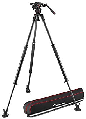 Manfrotto Nitrotech 608 series with 635 Fast Single Leg Carbon Tripod, Tripod and Video Head Kit, Made of Premium Carbon Fibre, Designed For DSLR Digital Cameras, Designed for Vloggers
