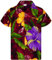 King Kameha Funky Chemise-Hawaienne, Manche-Courte, Big-Flower, Rouge-Marron, M