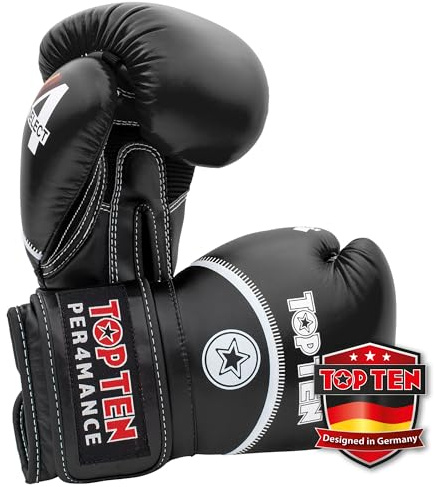 TOP TEN Boxhandschuhe Männer & Frauen 4select – Professionelle Kunstleder-Box Handschuhe Männer | Innovative 4-Schicht IMF-Polsterung für maximalen Schutz & Dämpfung