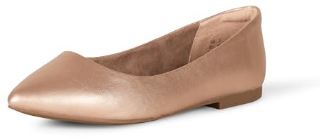 Amazon Essentials Women's Pointed-Toe Ballet Flat, Rose Gold, 8 UK