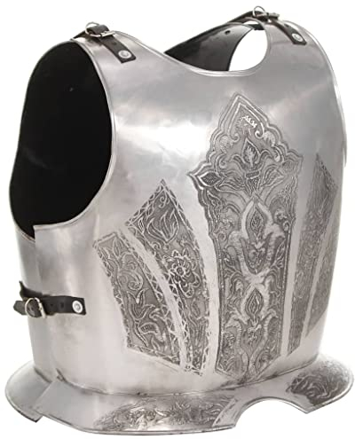 vidaXL Mittelalterlicher Ritter Brustpanzer Kürass Brustplatte Ritterrüstung Replik für LARP Cosplay Halloween-Party Ritter Rüstung Reenactment Silbern Stahl