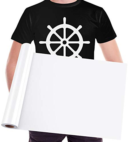 PLULON 12 IN x 16 FT White HTV Heat Transfer Vinyl Roll, Permanent Adhesive HTV Iron On Vinyl, Backed Vinyl Roll for DIY T-Shirts, Hat, Clothing, Birthdays, Silhouette Cameo, Letters