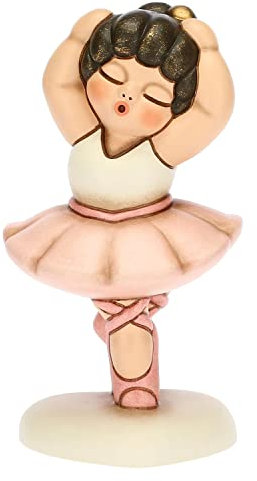 THUN, Soprammobile Ballerina con Tutù Rosa in Ceramica Decorata a Mano, Versione Media, Idea Regalo e Bomboniera, 5.3x5.5x10 cm h