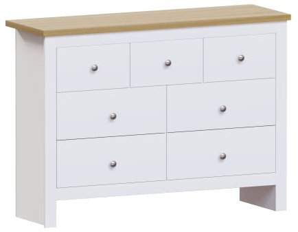 Vida Designs Arlington 4+3 Chest of Drawers Cabinet Storage Modern Bedroom Furniture (White)