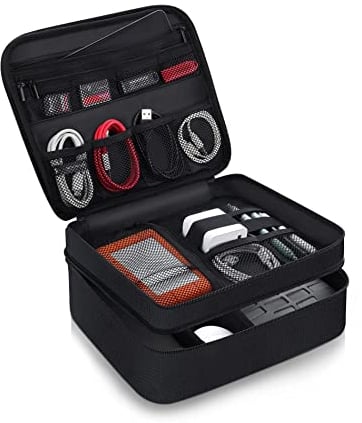 Smof Kabeltasche Groß 3-lagiges Elektronik Kabeltasche mit Stoßfester Tasche für Tablet, Elektronik Kabel Tasche, Kabel Organizer Tasche für Elektronisches Zubehör
