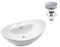 VBChome Waschbecken 59 x 39 cm Keramik Weiß Oval Pop-up ventil Click-Clack Waschtisch Handwaschbecken Aufsatzwaschbecken Waschschale Gäste WC