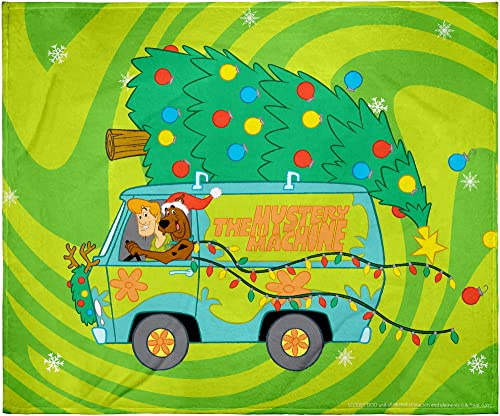 INTIMO Scooby Doo The Mystery Machine Haulin' A Christmas Tree Silk Touch Throw Blanket