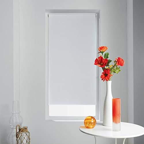 TIENDA EURASIA - Estor Opaco Enrollable Manual, Persiana Fabricada en Poliéster para Ventana y Techo (Blanco, 60 x 90 cm)