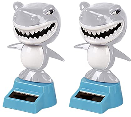 iSpchen Solar Tanz Figur,2 Stück Solarbetriebene Tanzhai Puppen Tanzende Spielzeug Solarfigur Auto Wackelfigur Ornament Tierhai Tanzfigur schwingende Ornamente Auto Armaturenbrett Dekoration