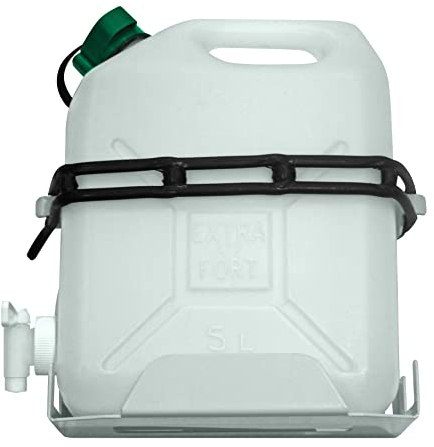 Tanko Kit de jerrican Lave Main 5L avec support pour Vehicule, camion, camper. Essence ou Gazole. Gris. Plastique.