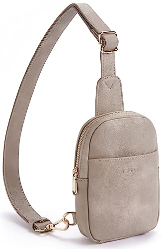 Telena Klein Brusttasche Damen, Sling Bag Damen Umhängetasche Kleiner Crossbody Bag Kunstleder Schultertasche Mini, Grau