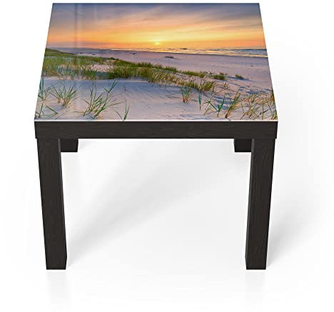 DEQORI Glastisch | schwarz klein 55x55 cm | Motiv Sonne sinkt über Ostsee | ausgefallener Beistelltisch aus Glas | Hochglanz Couchtisch fürs Wohnzimmer | moderner Couch Tisch mit Design