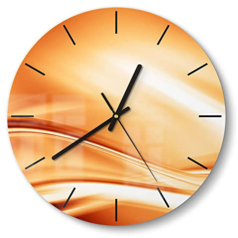 DEQORI Glasuhr | rund Ø 30 cm | Motiv Fließendes Farbspiel | ausgefallene leise Design Uhr aus Glas | Wanduhr für Wohnzimmer & Küche | moderne Hingucker Uhr für die Wand