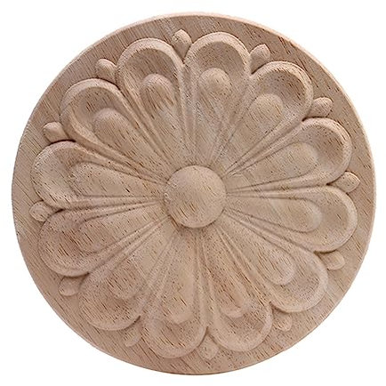Artesanía Madera Calcomanía Apliques Madera Redonda Ventana Armario El Hogar Figuritas Madera Ornamentales Antiguas Marco Hojas Redondas El Hogar 15 * 15Cm