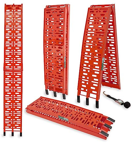 TRUTZHOLM 1 x Auffahrrampe klappbar 228cm Traglast 340 kg Alu rot gelocht Motorradrampe Verladerampe