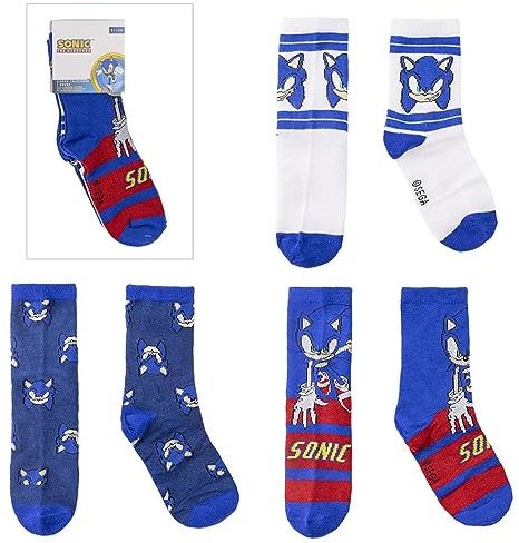 Sonic The Hedgehog Unisex Kinder Sonic Socken 3er Pack Socken