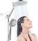 HOWUWEY Cabezal de ducha doble moderno con rociador de mano, cabezal de ducha de lluvia de 7.5 pulgadas, cabezal de ducha de mano de 9 modos, manguera de 78 pulgadas, cromado