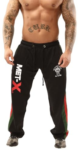 Herren Fleece-Jogginghose für Jogging, Fitness, Boxen, MMA, Fitnessstudio, Sweat-Fleece-Hose, MX MW, Schwarz V1, M
