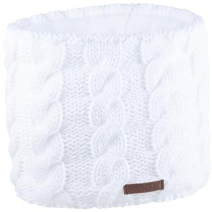 SABBOT Damen loop schal, Warme Winter Scarf Mit Fleece-Futter, Gestrickter Schal, Geschenk für Frauen (Weiß)