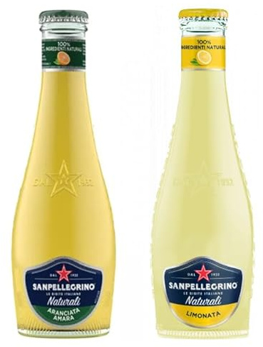 SanPellegrino 48er-Pack Testpaket San Pellegrino Aranciata Amara Alkoholfreies Getränk mit Bittere Orange + Limonata Alkoholfreies Getränk mit Zitronensäfte 20cl Einweg-Glasflasche