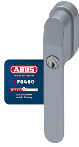 ABUS Maniglia per finestra con serratura FG400 – con cilindro a pressione e chiave – sicurezza bambini e protezione antifurto – universale – chiusura uguale AL0089 – Livello di sicurezza 5 – Argento