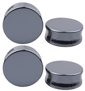 BCughia Stein Flesh Tunnel 16mm Ohr Plug Männer Schwarz Stein Tunnel Ohrringe Set, 4 Stück