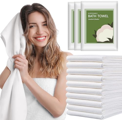 Luriseminger Toalla de Baño Desechable 10pcs, Toallas de Ducha Desechables de Portátil, Toalla Engrosada Desechable para Viajes Hoteles Campings Salones de Belleza SPA (70 x 140 cm)