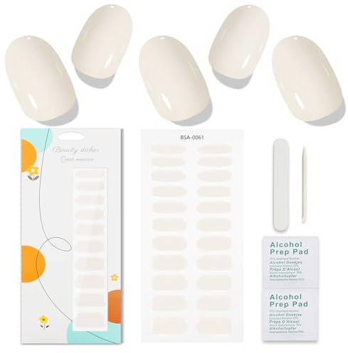JMEOWIO Gel Nail Strips Beige Yellow Gel Nail Stickers Nail Supplies Nail Art Design Decoration Accessories