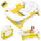 Babybadewanne, faltbar, Babybadewanne mit digitalem Thermometer, Badewannenkissen, Babybadewanne, faltbar, kompakt, tragbar, mit Ablagefach (Gelb)