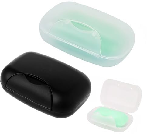 2 Pcs Soap Dish with Lid Waterproof and Leakproof Soap Box Sealed Soap Case for Shower Travel Hiking Bathroom School Gym and Camp (Black+Clear)