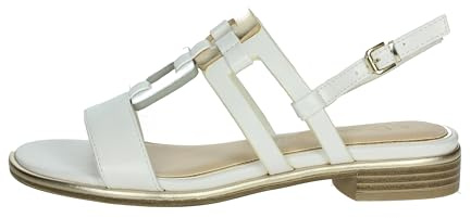 MARCO TOZZI Damen Sandalen flach mit Schließe Sommer, Weiß (White Comb), 36 EU