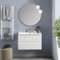 Mobile bagno sospeso 100 cm bianco opaco cannettato con 2 cassetti, lavabo in ceramica e specchio tondo 80 cm, GIAVA